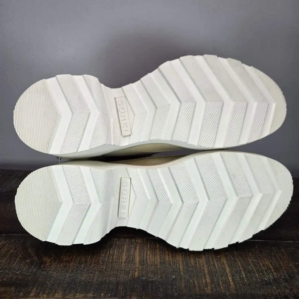 Sorel Hi Line Heeled Womens Size 8 Waterproof Boots Lace Up Suede Cream White